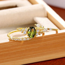 画像をギャラリービューアに読み込む, Oval Olive CZ Rings Set for Women Leaf-shaped Wedding Rings n207