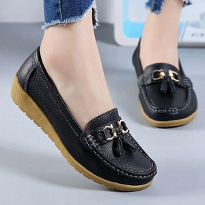 Women Soft Leather Loafers Casual Shoes Slip On Sports Shoes - www.eufashionbags.com