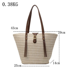 Load image into Gallery viewer, Summer Large Straw Bag Women Straw Shoulder Bags Luxury Rattan Woven Tote Raffia Crochet Beach Bag a178