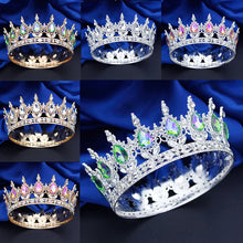 Load image into Gallery viewer, Rainbow AB Color Round Diadem Royal Queen King Tiaras and Crowns Bridal Wedding Dress Crown Jewelry Prom Accessories