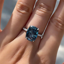 Cargar imagen en el visor de la galería, Geometric Dark Blue CZ Rings for Women Luxury Wedding Party New Jewelry x26