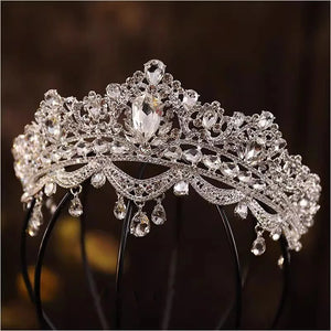 Baroque Luxury Crystal Beads Frontlet Bridal Tiaras Crown Rhinestone Pageant Diadem Banquet Headpieces Wedding Hair Accessories