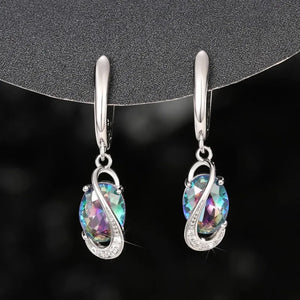 Multi-colored CZ Dangle Earrings for Women Birthday Day Gift Wedding Party Jewelry t85