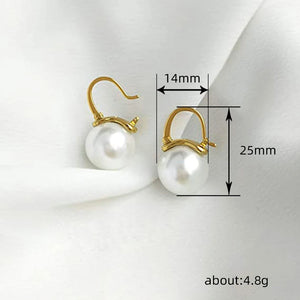 Simulated Pearl Drop Earrings for Women Metal Gold Color Fashion Earrings Daily Wear