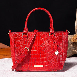 Crocodile Embossed Handbag, Women's Leather Satchel Purse, Elegant Crossbody Bag