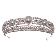 Charger l&#39;image dans la galerie, Silver Color Pearl Rhinestone Luxury Tiara Hairband Wedding Accessories Headband Crown