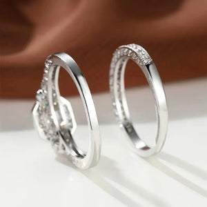 Princess White/Black Set Rings for Women 2Pcs Luxury Cubic Zircon Wedding Accessories