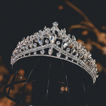 Charger l&#39;image dans la galerie, Trendy Silver Color Rhinestone Crystal Queen Crowns Wedding Tiaras Hair Accessories Jewelry e61