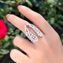 Load image into Gallery viewer, New Trendy Angel Wing Ring Bling Cubic Zirconia Open Cuff Adjustable Finger Ring b41