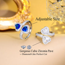Load image into Gallery viewer, Bling Cubic Zirconia Double Heart Open Finger Rings for Women Cuff Jewelry b85