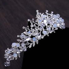 Load image into Gallery viewer, Luxury Silver Color Bridal Headpiece Necklace Earrings Rhinestone Crown Set bj50 - www.eufashionbags.com