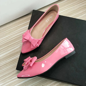 Pink Women Flats Wedding Shoes Pointed Casual Shoes Slip on Bowknot Ballet Shoes Size 33-43