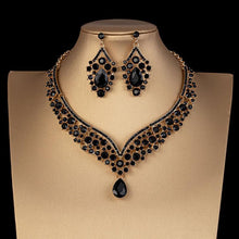 Load image into Gallery viewer, Luxury Crystal Choker Necklace Earrings Set Rhinestone Bridal Jewelry Sets bj30 - www.eufashionbags.com