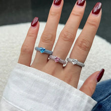 画像をギャラリービューアに読み込む, 925 Sterling Silver Engagement Rings for Women Fashion Rainbow Pink Heart Shaped Love Cubic Zircon Jewelry Gift