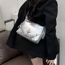画像をギャラリービューアに読み込む, Y2k Trendy Tote Bags for Women Large Silver Fashion All-match Shoulder Bag Niche Messenger Bag