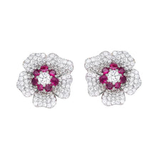 Load image into Gallery viewer, Aesthetic Flower Earrings for Women Luxury Paved Bright Red Cubic Zircon Wedding Earrings