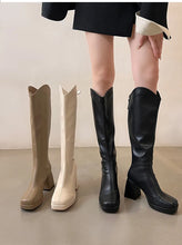 Laden Sie das Bild in den Galerie-Viewer, Fashion Platform Long Boots For Women Back Zippers High Heel Knee High Boots h06