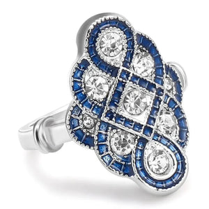 Vintage Blue Rings for Women Eight Twist Shaped Inlaid Cubic Zirconia Accessories