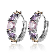 Load image into Gallery viewer, Purple Cubic Zircon Hoop Earrings for Women Luxury Charming Wedding Party Accessories t22 - www.eufashionbags.com