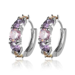 Purple Cubic Zircon Hoop Earrings for Women Luxury Charming Wedding Party Accessories t22 - www.eufashionbags.com