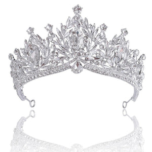 Luxury Silver Color Crystal Tiaras Crown Rhinestone Pageant Diadema Collares Headpieces bc123 - www.eufashionbags.com