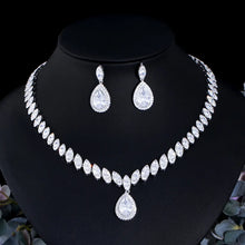 Load image into Gallery viewer, Luxury Water Drop Cubic Zirconia Wedding Jewelry Sets Necklace and Earrings CZ Crystal Set