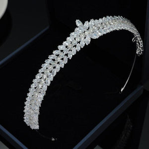Luxury Silver Color Cubic Zirconia Bridal Tiaras CZ Crowns Princess Rhinestone Headband bc100 - www.eufashionbags.com