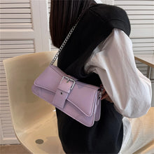 Charger l&#39;image dans la galerie, Solid color Women Chain Shoulder Bag Small PU Leather Handbag And Wallet Vintage Luxury Flap Crossbody Sling Bag