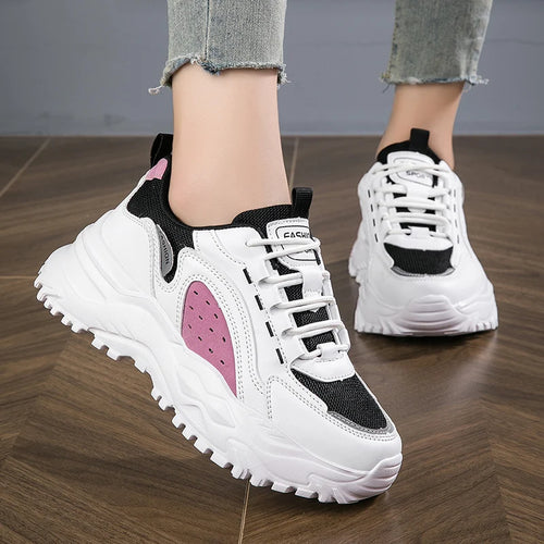 Women Lace Up Breathable Sneaker Mesh Platform Casual Round Toe Thick Sports Shoes x51