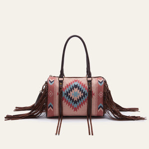National Style Indian Print Handbag for Women Linen Tote Pu Leather Shoulder Bag Purse Multi-functional  Designer Handbags