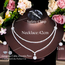 Load image into Gallery viewer, 2 Layers Multiple Necklace Women CZ Wedding Jewelry Sets