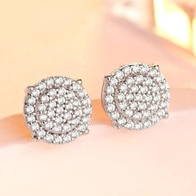 Load image into Gallery viewer, Round Stud Earrings with CZ Stone Women Dainty Ear Piercing Accessories t18 - www.eufashionbags.com
