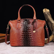 画像をギャラリービューアに読み込む, Ombre Crocodile Embossed Handbag  Classic Style Crossbody Bag Women&#39;s Leather Satchel Purse