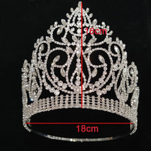 Load image into Gallery viewer, Large Miss Earth Crown Crsytal Flower Leaf Rhinestone Tiaras Wedding Hair Accessories y90