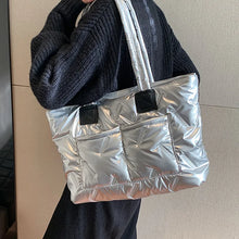 Laden Sie das Bild in den Galerie-Viewer, Space Pad Cotton Shoulder Bag High Quality Large Down Handbag a134