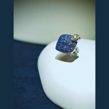 画像をギャラリービューアに読み込む, Silver Color Micro-inlay Full Blue Zircon Rings for Women Square Geometry Ring Jewelry Gift x50