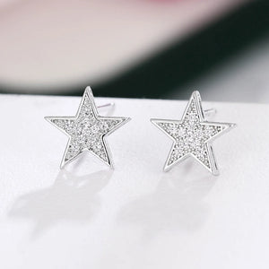 Luxury Five Star Stud Earrings Shiny Cute Star Women's Earings