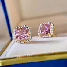 Load image into Gallery viewer, Pink Princess Cubic Zirconia Stud Earrings Gold Color Ear Piercing Accessories x28