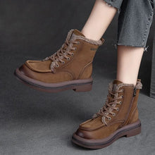 Carica l&#39;immagine nel visualizzatore di Gallery, 4cm Cow Suede Genuine Leather Boots Plush Women Wedge Ankle Rubber Warm Shoes