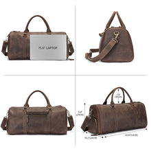 Carica l&#39;immagine nel visualizzatore di Gallery, Men Travel Handbag Cowhide Leather Large Duffel Short Trip Sport Outdoor Weekend Bag Vintage Shoulder Bags Totes
