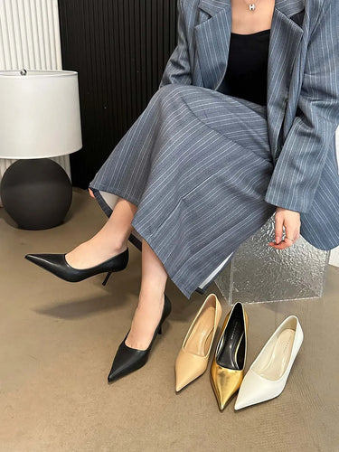 Office Pumps For Women Pointed Toe Shallow Slip On Thin High Heels Stiletto Party Pumps Dress Shoes