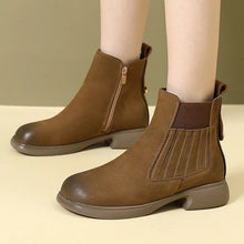 Carica l&#39;immagine nel visualizzatore di Gallery, Women Cow Leather Ankle Boots Platform Round Toe Shoes q125