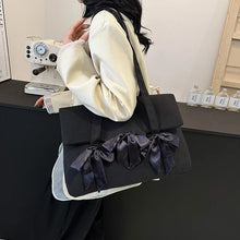 画像をギャラリービューアに読み込む, Big Bow Design Nylon Shoulder  Bags for Women 2024 Y2K Fashion New Trend Tote Bag Travel Handbags