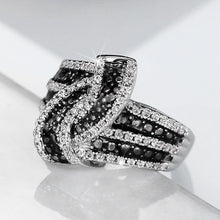 Charger l&#39;image dans la galerie, Shiny White Cubic Zirconia Black Enamel Rings Luxury Women Finger Jewelry hr57 - www.eufashionbags.com