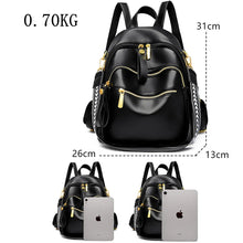Carica l&#39;immagine nel visualizzatore di Gallery, Luxury Large Backpack Women PU Leather Knapsack Travel Backpacks Shoulder School Bags a43