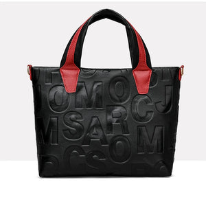 New Women's Fashion Solid Color Shoulder Large PU Leather Letter Embossed Ladies Handbags Designer Crossbody Bag