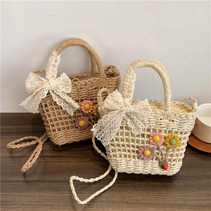 New Summer Straw Beach Bag Hand-woven Women Handbag Basket Crossbody Bag a155
