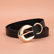 Charger l&#39;image dans la galerie, PU Leather Belt For Women Gold Pin Buckle Jeans Black Belts Designer High Quality Trouser Belts