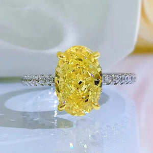 925 Sterling Silver Yellow Oval High Carbon Diamond 8*12mm for Women Jewelry Valentine's Day Gift