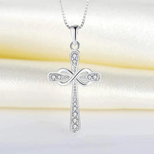 画像をギャラリービューアに読み込む, Twist Cross Design Women&#39;s Pendant Necklace Silver Color Box Chain Fancy Gift - www.eufashionbags.com
